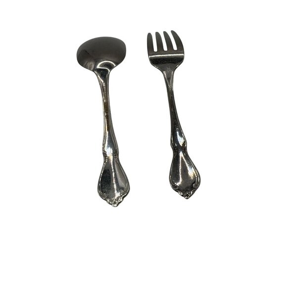 Vtg Oneida Chateau Youth Baby Child Toddler Fork Spoon Stainless Steel Flatware - Picture 4 of 4